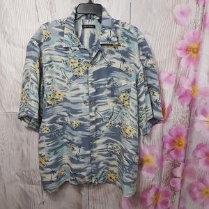 Silk Icon Silk Hawaiian Casual Button Down Shirt